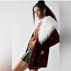 Free People Lady Lane Faux Fur Collar Jacket